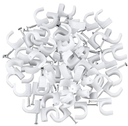 Fermacavi a chiodo, Fermacavi Fermacavi Fermacavi Acciaio PE 100 pezzi 4-16mm Bianco(14mm)