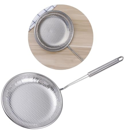 SHINEOFI Colino in Acciaio Inox Manico Quadrato, Schiumarola per Filtrare Olio e Acqua Bollente, Utensile da Cucina Resistente per Casa e Hotel, 20cm