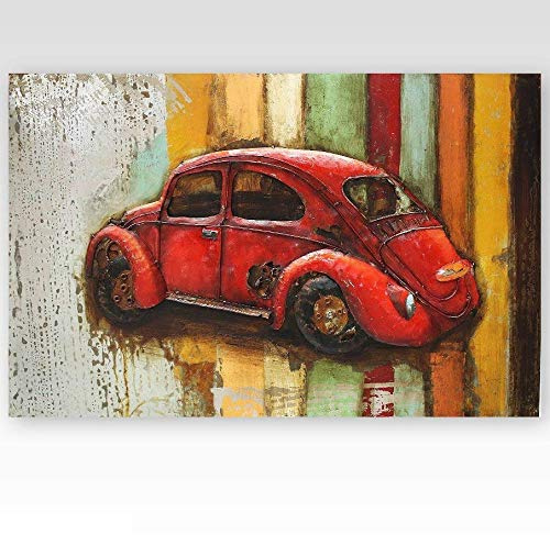 Phoenixarts Oldtimer Metallbild 3D Auto Käfer Bild Unikat 120x80 - über 40 Motive - 405