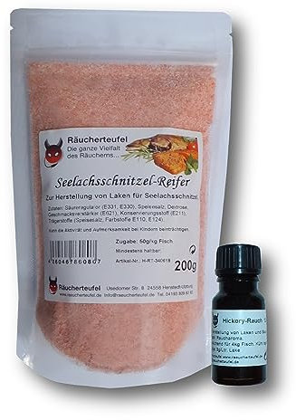 FVLFIL Räucherteufel Seelachsschnitzel-Gewürz/Reifer 200g inkl. Hickory Rauch, flüssig 12ml (Konzentrat)