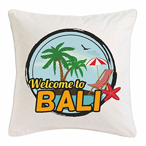 Welcome – Dekokissenbezug 40x40 cm Baumwolle – to Bali Surfen Tauchen Diving Taucherpar – Wohnaccessoire Skandi