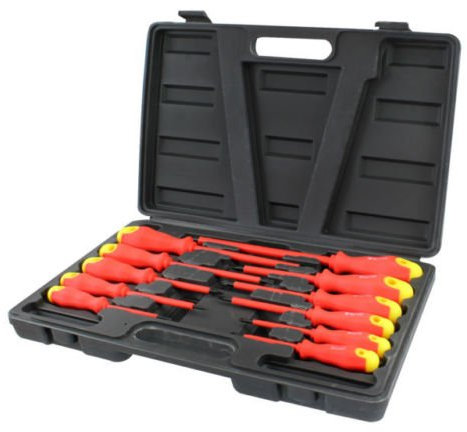 11Pc Insulated Screwdriver Set - Soft Grip Handles, Flat Phillips with Case | DIY Professional Multi Purpose, Home & Workshop Use | Durable Carry Case