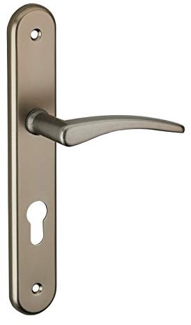THIRARD - Ensemble de Poignées pour Porte d'Entrée Vesta - Aluminium - Trou de Cylindre - Carré 7 mm - Entr'Axes 195 mm - Finition Nickelé Satiné - Usage Monobloc Pratique et Esthétique - Gris