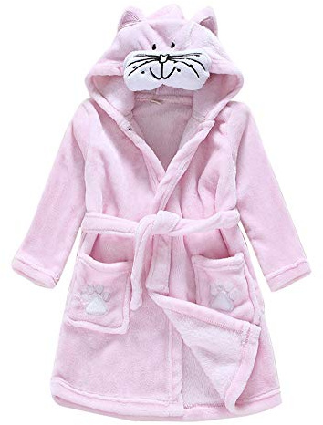 Unisexo Albornoz con Capucha Cómoda Bata De Baño Toalla De Mangas Largas Gato 130
