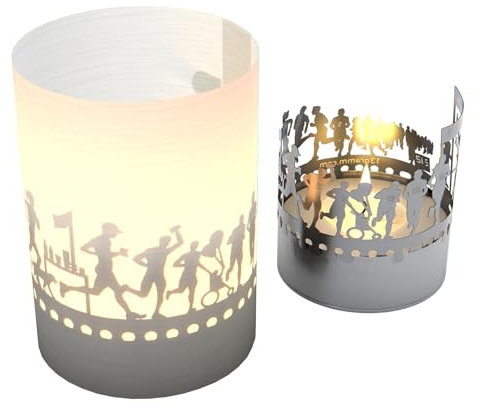 Marathon Gift Tube Shadow Play: Inspiring Motif Candle for Runners - Beautiful Shadow Projection of Athletes, Finish Lines & Victory - Perfect Fitness Gift!