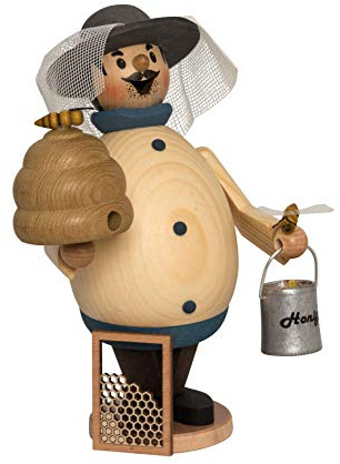 Drechslerei Kuhnert - Rauchmann/Räucherfigur aus Holz - Max als Imker - 16cm Höhe - Made in Germany
