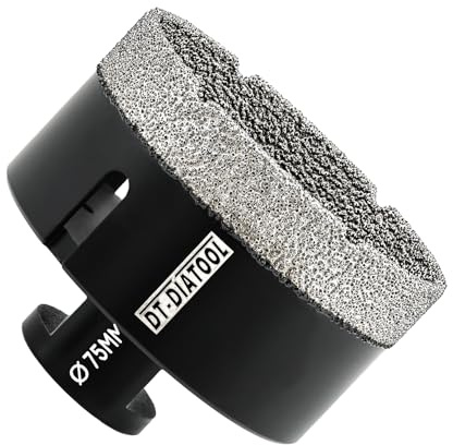 DT-DIATOOL Foret Diamant 75mm Scie Cloche pour Forage à Sec Carrelage Porcelaine Marbre Céramique Granit