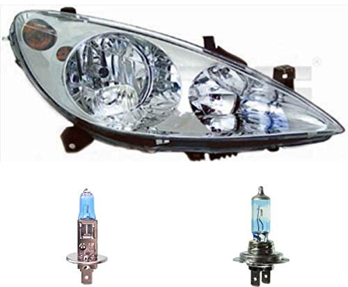 EISENFELS Bundle Set 70800105 Scheinwerfer links + Leuchtmittel H7 NIGHT BREAKER + H1 Cool Blue Intense kompatibel mit 307 3A/C