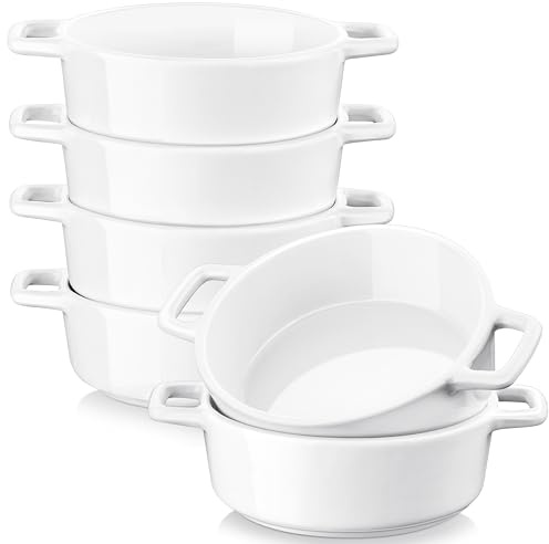 Auflaufform porzellan, LOVECASA 6 teilige Backform Kuchenform für Crème Brûlée, Kuchen, Souffle, Lasagne, Auflauf, Tapas, rund, 200ml