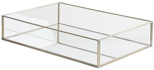 Elegantes Dekotablett 20 x 30 cm Spiegeleffekt/Silber Grenoble