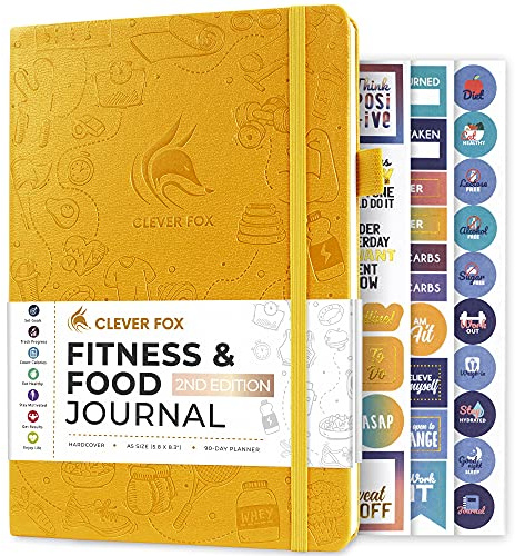 Clever Fox Journal de fitness et alimentaire – Planificateur de nutrition et d'entraînement pour homme et femme – Carnet de notes d'exercices de régime et de gym avec calendriers, suivi de régime et