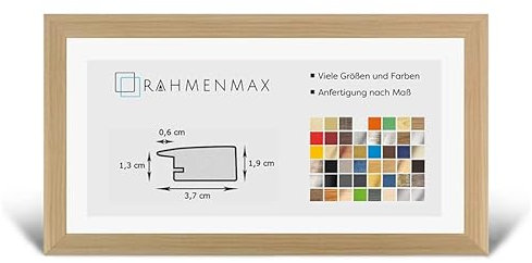 RahmenMax® Toskana Bilderrahmen Holz 40x100 cm zum Aufhängen/Bilderrahmen Maßanfertigung möglich/MDF Posterrahmen/Bilder Rahmen in Alu gebürstet Dekor mit Acrylglas/Puzzle Rahmen