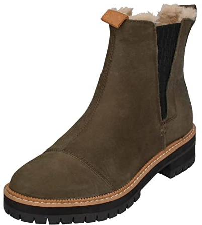 TOMS Women's Dakota Chelsea Boot, Water Resistant Tarmac Olive Oiled Nubuck, 5.5 UK