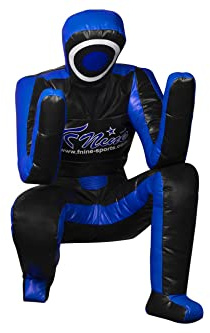 FNine Sports Manichino MMA Grappling BJJ Wrestling Dummy posizione difensiva Brasiliano JIU Jitsu Sottomissione Autodifesa Formazione Judo Sacco da boxe in vinile 180 cm non riempito (nero blu)