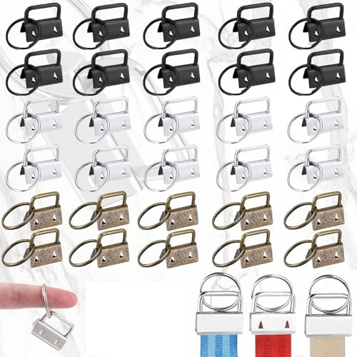 Filz Schlüsselanhänger Rohling, 30 Stücke 20mm Wristlet Hardware, Schlüsselanhänger Rohling Mit SchlüSselring, für Herstellung von DIY Schlüsselbändern (3 Farben)