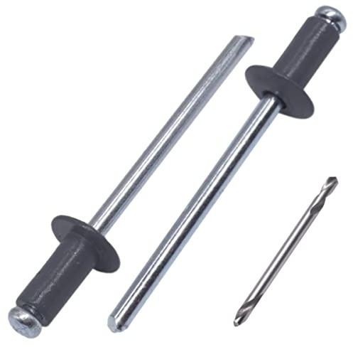 SKIR'CO (100 pcs) Painted Blind Rivets 4.0 x 8 mm, Aluminium Pop Rivets, Drill Bit Included (Graphite Grey RAL 7024)