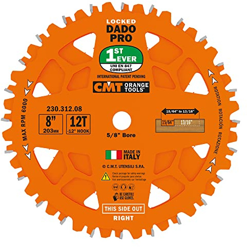 CMT 230.312.08 - Locked Dado Pro Saw Blade 8″ D=203X3,2X15,87 Z12 FTG+ATB