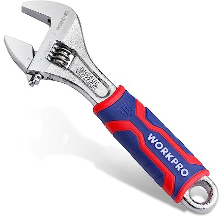 WORKPRO 6-Inch Adjustable Wrench, Wide Jaw, Metric/SAE Scales