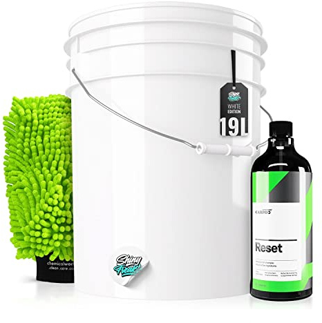 Auto Waschset: Wascheimer (5GAL) + CarPro Reset Autoshampoo + Waschhandschuh für die Auto Handwäsche - schonende Reinigung & Pflege für den Lack - Autowäsche, waschen | 4-teilig