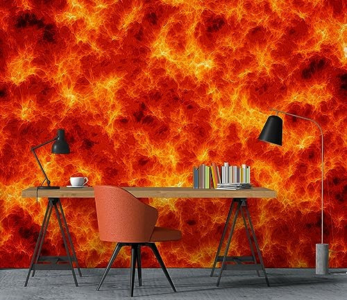 Fototapete 3D-Wandbilder mit roter Flamme, 366 x 254 cm Wandtattoo Wandaufkleber für Junge Mädchen Schlafzimmer Wanddeko