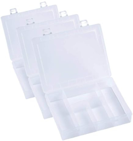 hünersdorff Sortimentskasten PP-Eco Mini mit 5 Fächern | stabile Sortierbox für Schrauben und andere Kleinteile | feste Facheinteilung | 14 x 18 x 4 cm, transparent (Packung mit 3)