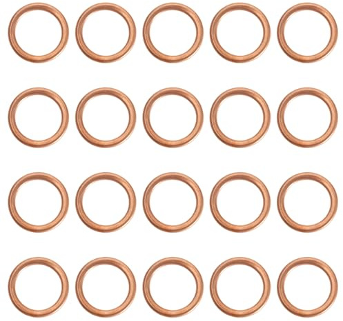 YINETTECH 20 Stück Ölablassschrauben Dichtungen Kupfer Zerkleinerungsscheiben Ölwannen Stecker Unterlegscheiben Plattenringe N013845.2 11137546275 22mm AD 16mm ID 2mm Dicke
