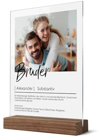 CHRISCK design Acrylglasbild Definition mit Fotodruck - Persönliches Geschenk für Bruder zu Weihnachten & Geburtstag - Foto Bild personalisiert für Brüder - Glasfoto Wandbild Geschwister