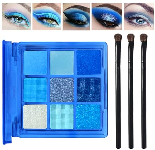 Leogony Blue Eyeshadow Palette, Matte Eye Shadows Pallets Women, Glitter Eye Shadow Palettes for Makeup