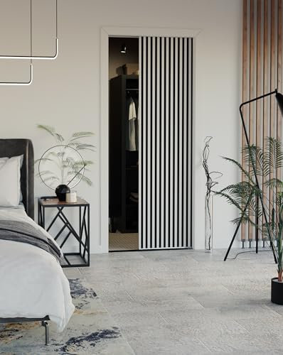 KIER FURNITURE Schiebetüren Evo Belmo Innen - Wandschiebetür - Toranlage aus Verzinktem Stahl - Universal Links und Rechts - Laminierte Spanplatte + Kassette und Rahmen 70cm, Weiß