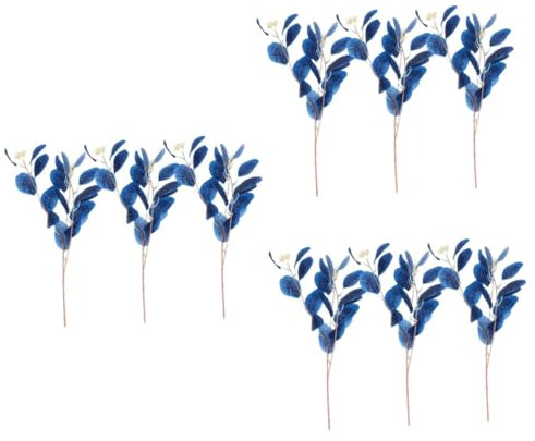 PRETYZOOM 9stücke Künstliche Eukalyptusblätter Bouquet Lebensnahe Plastikpflanzen Für Home Dekoration Hochzeiten Und Tischarrangements Tiefblauem Design