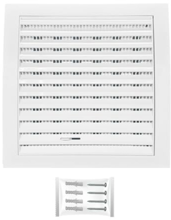 H&C VENT Rejilla Ventilación de 190 x 190mm con Conector │ Extractor de Baño Cocina │ Rejilla Aire Acondicionado Conductos Ventilador Tubo │ Cubiertas de Ventilacion con cierre regulable y Mosquitera