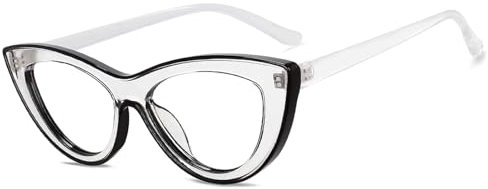 WxuuLTGJR Kleiner Brillenrahmen, Katzenauge, Damen-Brillenrahmen, Anti-Blaulicht-Brillenrahmen, transparente Gläser, Herren-Brillenrahmen