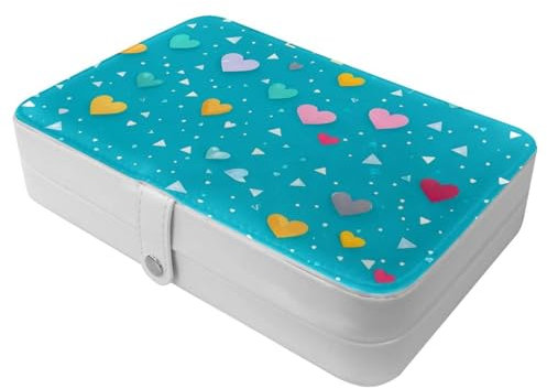 Colorful Love-1469 Reise-Schmuckschatulle – Ihre tragbare Schatztruhe für Ringe, Ohrringe, Halsketten. Tolles Geschenk für Frauen, die gerne reisen, große Organizer-Hülle, 1 Packung