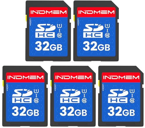 INDMEM Scheda SD da 32 GB, confezione da 5 pezzi, UHS-I SDHC U1 Class 10, ad alta velocità 32 GB per fotocamera digitale, computer, fotocamera selvaggia
