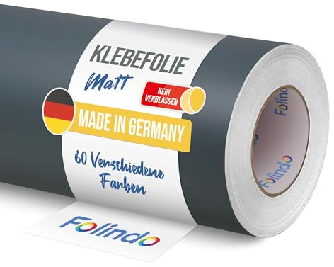 FOLINDO Möbelfolie selbstklebend matt - langlebige Möbel Klebefolie 073 Dunkelgrau 5 m x 31,5 cm - Klebefolie Küche - selbstklebende Folie Möbel - moderne Schrankfolie versch. Größen