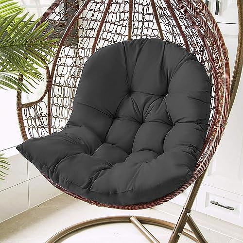 Wasserdichtes, schwarzes Hängesesselkissen für Garten, Terrasse, waschbar, Rattan-Stuhlauflage für den Innen- und Außenbereich
