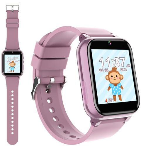 Winnes Smartwatch per Bambini con 26 Giochi Orologio Intelligente Bambini con Fotocamere,Musicale,Torcia,Sveglia,Calcolatrice,Giocattoli Educativi Ragazzi Ragazze Regalo di Compleanno - Rosa