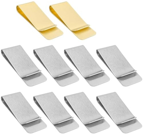 Treki 10 Stück Geldklammer Gold Silber Geldspange Frauen Herren Geldscheinklammer aus Edelstahl, Bargeld Klammer Geldclip Scheinklammer Money Clip Klammer für Visitenkarten Banknoten Kreditkarten