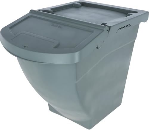 Kerbl Futter- und Wassereimer FlatBack | 40 Liter, 57,8 × 39 × 34,5 cm, lebensmittelechte Kunststoffbox zur hygienischen Aufbewahrung von Tierfutter
