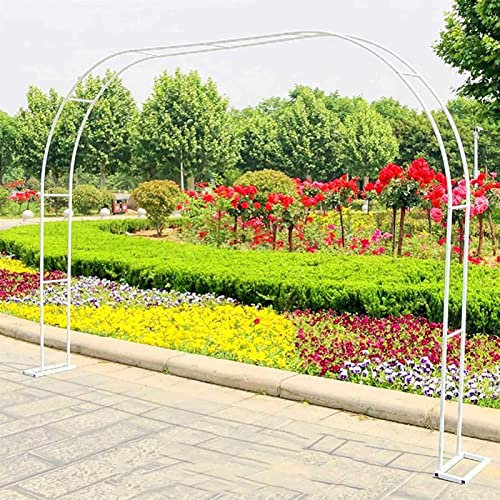 BODHIS Weißer Gartenlaubenbogen aus Metall für Hochzeiten, zum Klettern von Pflanzen, Rosen und Weinreben, Elegante Dekorationen (2,8 x 2,2 m)