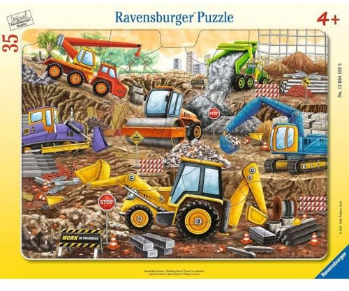 Ravensburger - Kinderpuzzle - Rahmenpuzzle 30-48 Teile - Arbeit auf der Baustelle - Mädchen oder Jungen ab 4 Jahren - Hochwertiges Puzzle - Dicker und robuster Karton - Beruf - 12004155