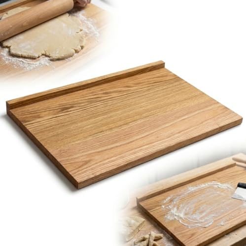 PEEWIT Grande e comoda impastatrice in quercia, tagliere in legno di grandi dimensioni 60 x 38 cm