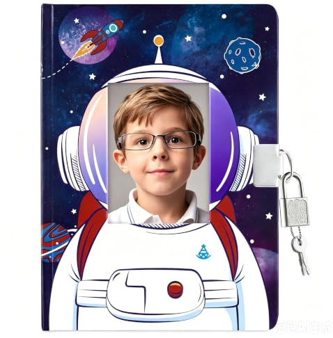 WERNNSAI Tagebuch mit Schloss für Kinder Personalisierbar mit Foto-Cover