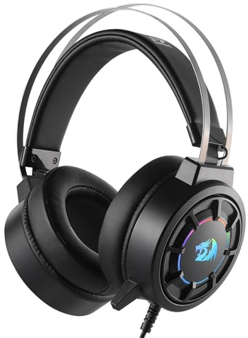 Redragon H314 RGB Gaming Headset - Wired Computer Headset with 40mm Drivers, USB Connection, Lightweight Design, and Soft PU Leather Ear Cushions for Ultimate Comfort