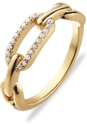 CHRIST Damen-Ring 925er Silber, recycelt Zirkonia 54, Gelbgold 32029720