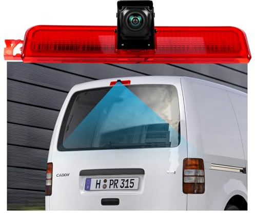 Hodozzy Rückfahrkamera für VW Caddy 2003-2015, Auto-Kamera für Dritte Bremsleuchte, IR-Nachtsicht, IP67 Wasserdicht, Einstellbarer Winkel, Mit Rückfahrleitung