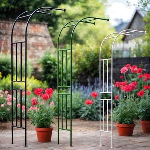Arche de jardin en métal pour extérieur, montage mural, pergola résistante aux intempéries, treillage de plantes grimpantes, arche de mariage pour cérémonies (noir, 299,7 x 240 cm (L x H)