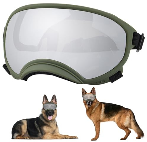Xoeryoy Hundsolglasögon, stora hundglasögon med justerbar rem, UV-skyddsglasögon för hundar, vinsäkra valpsolglasögon för medelstora och stora husdjursglasögon, hund- och ögonskydd