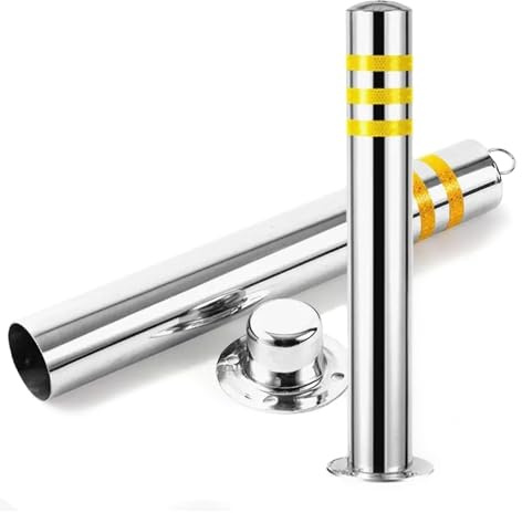 CAFIEDR Paletto delimitatore del Traffico, Colonna di Avvertimento di Sicurezza, paletto delimitatore del Traffico con Base, paletti di parcheggio in Acciaio inossidabi(H 85cm/33.4in)