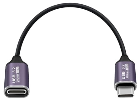 HuaLiSiJi Prolunga USB C 3.2 gen 2 Assistenza 20Gbps Video 4K 60Hz Cavo Prolunga USB C Maschio Femmina 240W 24V 5A Type C Extension per Telefoni Cellulari, Tablet (Testa Dritta, 0.2 m)
